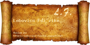 Lebovics Füzike névjegykártya